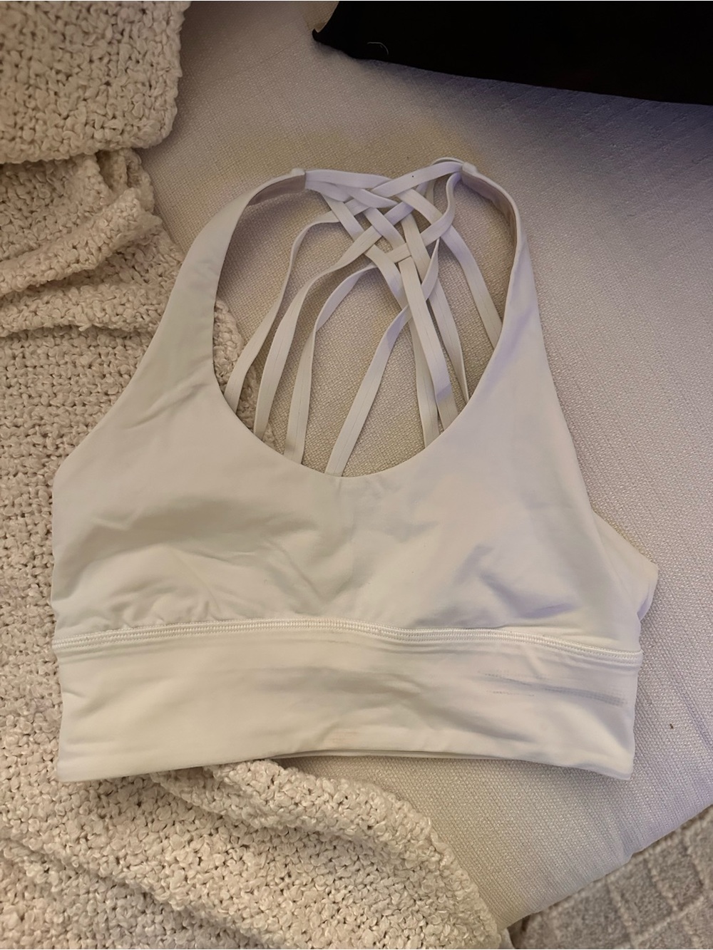 Women’s White Strappy Sports Bra